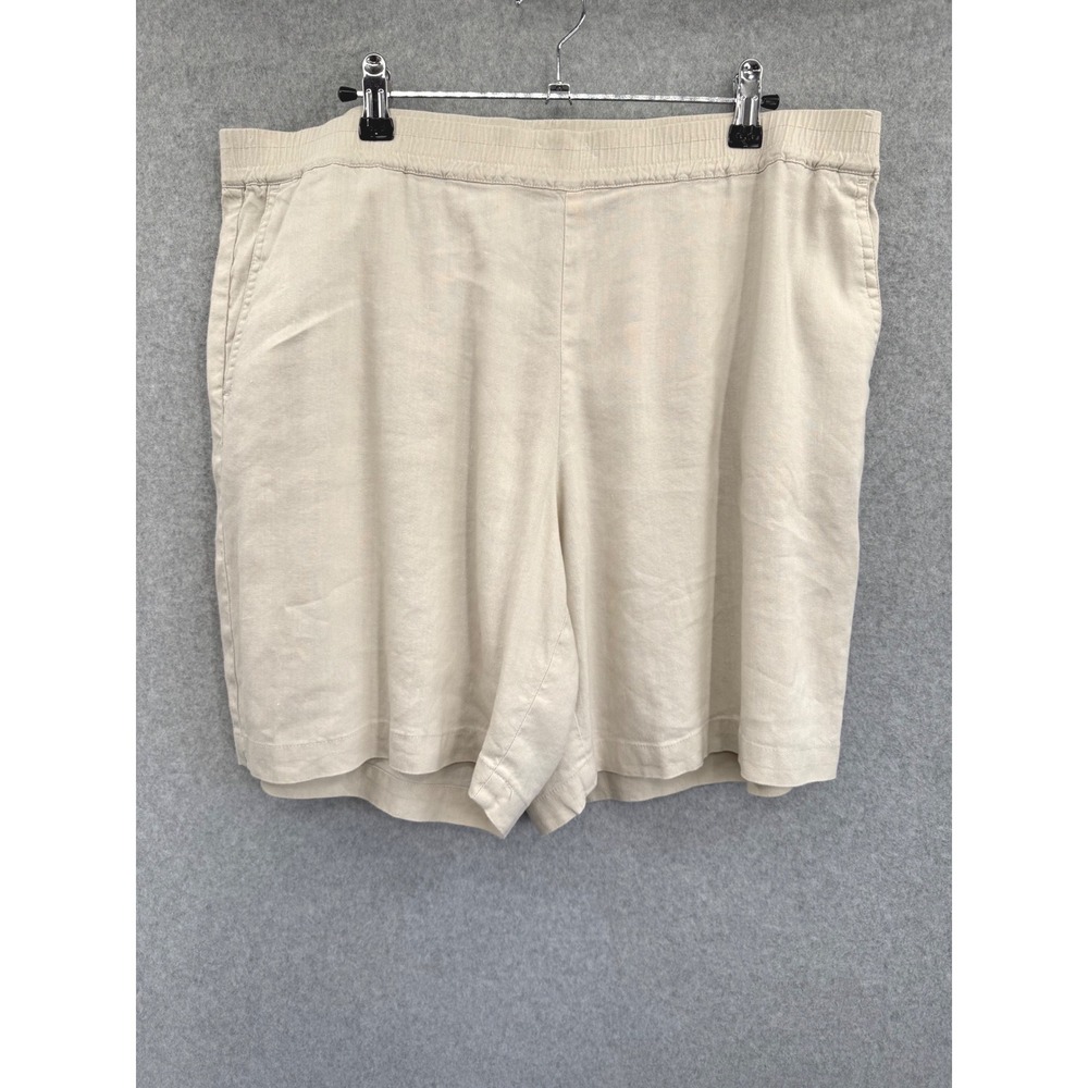 J. Jill Shorts Women Large Beige Linen Stretch Elastic Waist Pull On Pockets